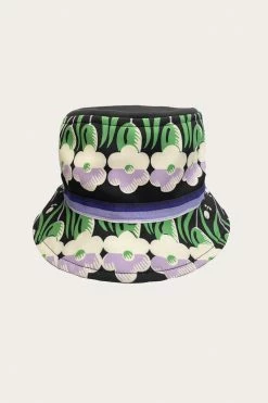 Anna Sui Resort '22 Pansy Panel Bucket Hat Black