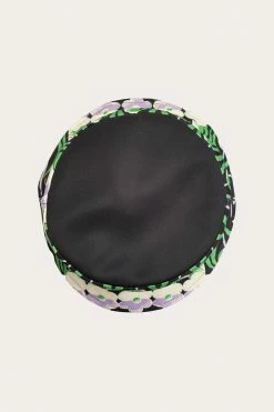 Anna Sui Resort '22 Pansy Panel Bucket Hat Black