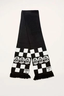 Anna Sui Resort '22 Rose Checker Scarf Black