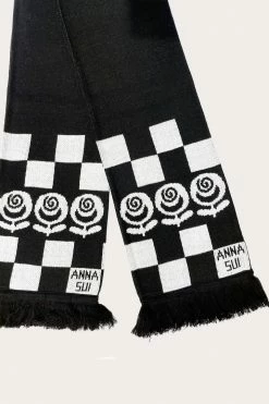 Anna Sui Resort '22 Rose Checker Scarf Black