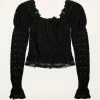 Anna Sui Resort '22 Pucker Flower Lace Top Black