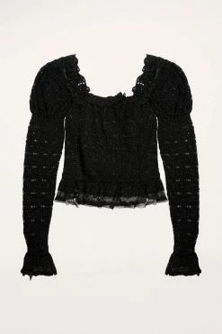 Anna Sui Resort'22 Pucker Flower Lace Top Black