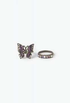 Vendome Butterfly Ring Set Black ACCESSORIES