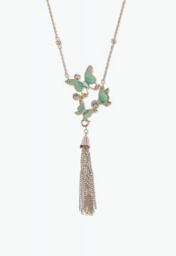 Vendome Butterfly Trio Statement Necklace Green ACCESSORIES