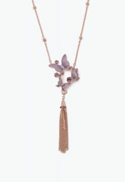 Vendome Butterfly Trio Statement Necklace Purple ACCESSORIES