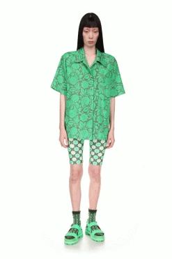 Anna Sui Utopian Gingham Bike Shorts Glo Green Spring '22