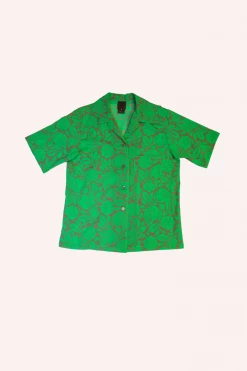 Anna Sui Bird Of Paradise Button Down Top Glo Green Spring '22