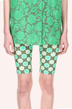 Anna Sui Utopian Gingham Bike Shorts Glo Green Spring '22