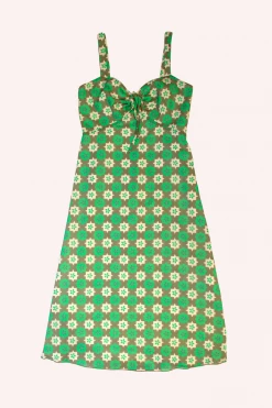 Anna Sui Utopian Gingham Cotton Slip Dress Glo Green Spring '22