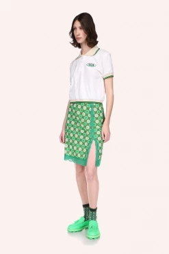 Anna Sui Spring '22 Utopian Gingham Mesh Skirt Glo Green