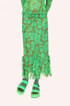 Anna Sui Paradisiac Combo Mesh Skirt Glo Green Summer '22