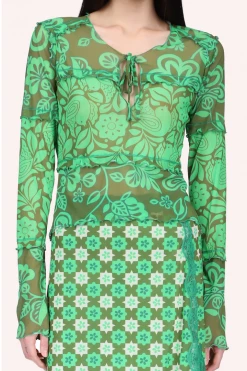 Anna Sui Paradisiac Combo Mesh Tie Top