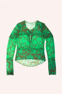 Anna Sui Paradisiac Combo Mesh Tie Top