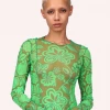 Anna Sui Paradisiac Combo Mesh Top Glo Green Summer '22