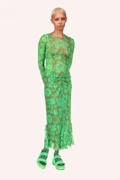 Anna Sui Paradisiac Combo Mesh Top Glo Green Summer '22