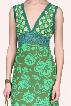 Anna Sui Paradisiac Combo Mesh Dress <br> Glo Green Spring '22 12 Anna Sui Paradisiac Combo Mesh Dress Glo Green Spring '22
