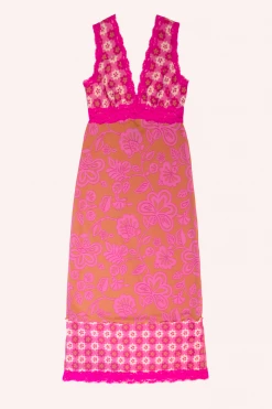 Anna Sui Paradisiac Combo Mesh Dress <br> Neon Pink 11 Anna Sui Paradisiac Combo Mesh Dress Neon Pink