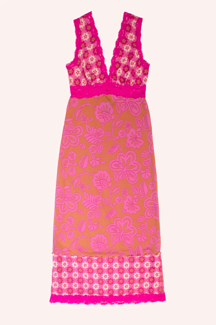 Anna Sui Paradisiac Combo Mesh Dress <br> Neon Pink 7 Anna Sui Paradisiac Combo Mesh Dress Neon Pink