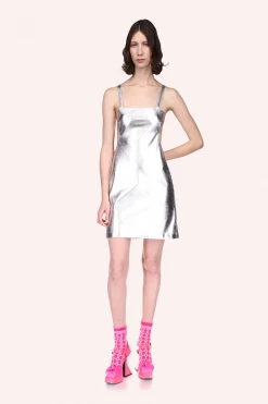Anna Sui Spring '22 Silver Iggy Faux Leather Dress