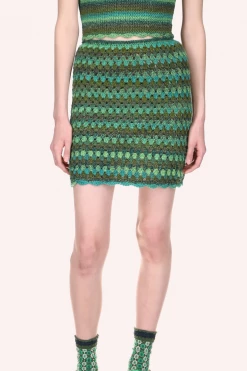 Anna Sui Spring '22 Ombre Hand Crochet Skirt By Konry K Jungle Green