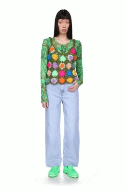 Anna Sui Rainbow 3D Floral Hand Crochet Vest Spring '22