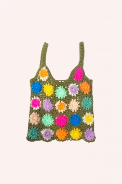 Anna Sui Rainbow 3D Floral Hand Crochet Vest Spring '22
