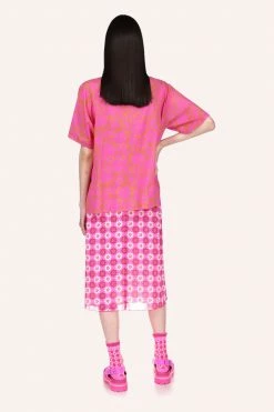 Anna Sui Spring '22 Bird Of Paradise Button Down Top Neon Pink