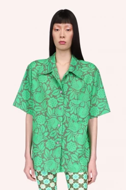 Anna Sui Bird Of Paradise Button Down Top Glo Green Spring '22