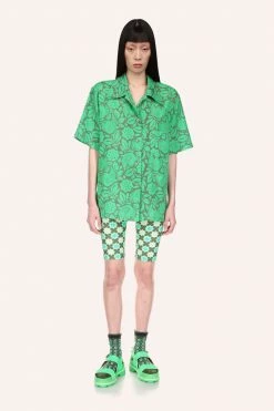 Anna Sui Utopian Gingham Bike Shorts Glo Green Spring '22