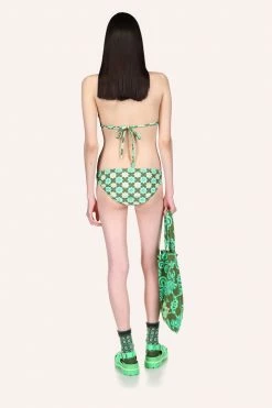 Anna Sui Utopian Gingham Triangle Bikini Set Glo Green