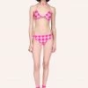 Anna Sui Spring '22 Utopian Gingham Triangle Bikini Set Neon Pink