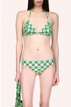 Anna Sui Utopian Gingham Triangle Bikini Set Glo Green