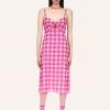 Anna Sui Utopian Gingham Cotton Slip Dress Neon Pink Spring '22