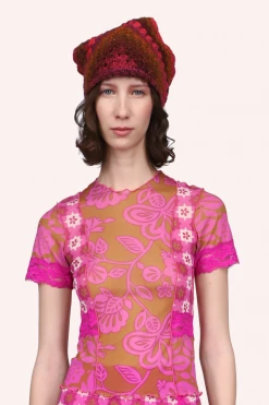 Anna Sui Paradisiac Combo Mesh Top Neon Pink