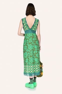Anna Sui Paradisiac Combo Mesh Dress <br> Glo Green Spring '22 13 Anna Sui Paradisiac Combo Mesh Dress Glo Green Spring '22