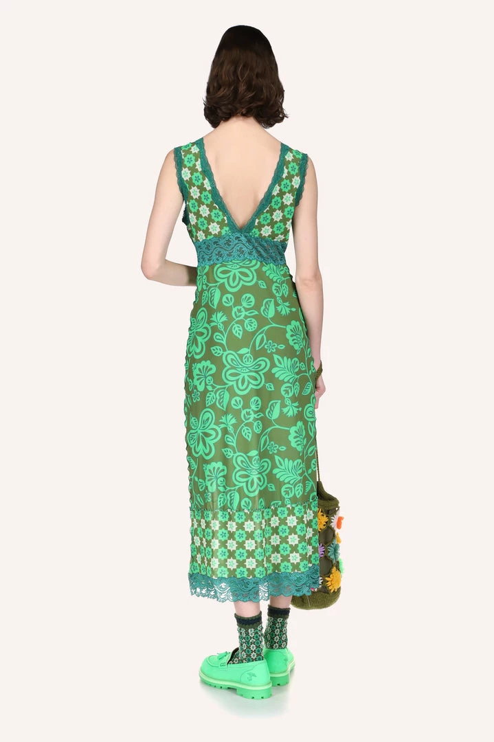 Anna Sui Paradisiac Combo Mesh Dress <br> Glo Green Spring '22 8 Anna Sui Paradisiac Combo Mesh Dress Glo Green Spring '22