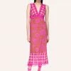Anna Sui Paradisiac Combo Mesh Dress Neon Pink
