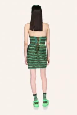 Anna Sui Spring '22 Ombre Hand Crochet Skirt By Konry K Jungle Green