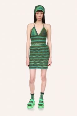 Anna Sui Spring '22 Ombre Hand Crochet Skirt By Konry K Jungle Green