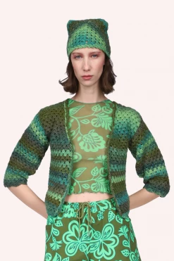 Anna Sui Ombre Hand Crochet Cardigan By Konry K Jungle Green