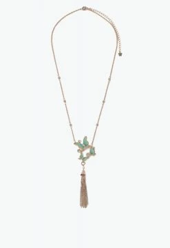 Vendome Butterfly Trio Statement Necklace Green ACCESSORIES