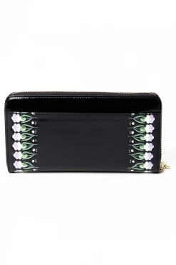 Kuipo Pansy Panel Flora Wallet Black ACCESSORIES