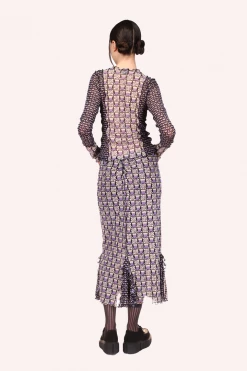 Anna Sui Tulips And Daisies Mesh Top Lavender Multi