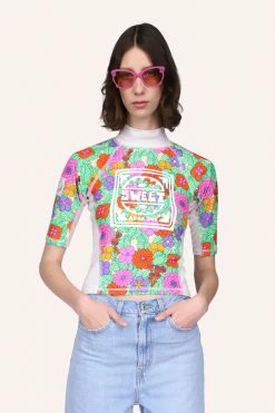 Anna Sui Spring '22 Beckoning Blossoms Surf Top Marigold