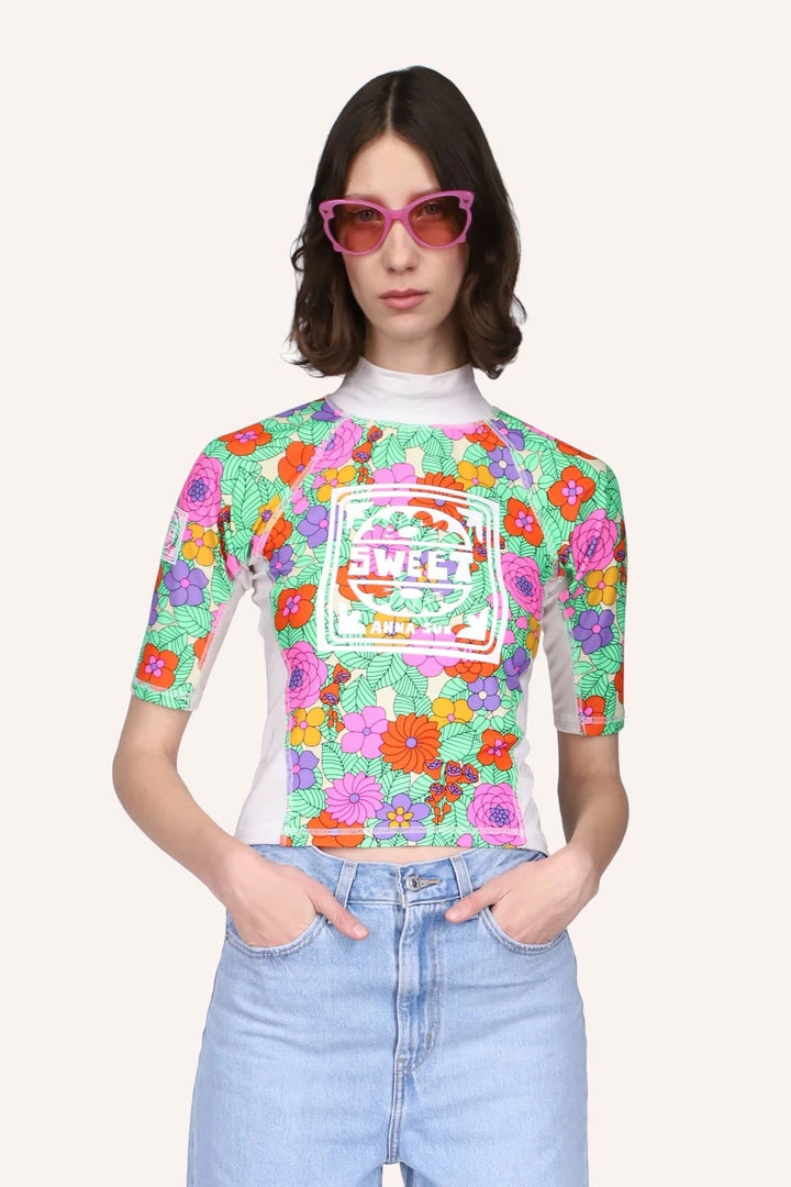 Anna Sui Spring '22 Beckoning Blossoms Surf Top <br> Marigold 3 Anna Sui Spring '22 Beckoning Blossoms Surf Top Marigold
