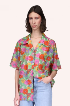 Anna Sui Spring '22 Beckoning Blossoms Button Down Top Marigold