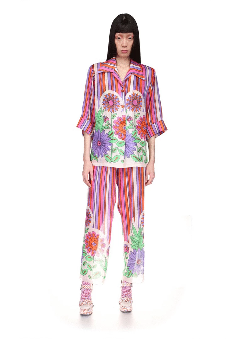 Anna Sui Spring '22 Dazzling Dahlia Stripe Button Down Top 4 Anna Sui Spring '22 Dazzling Dahlia Stripe Button Down Top