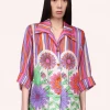 Anna Sui Spring '22 Dazzling Dahlia Stripe Button Down Top
