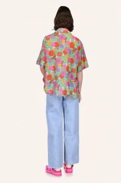 Anna Sui Spring '22 Beckoning Blossoms Button Down Top Marigold