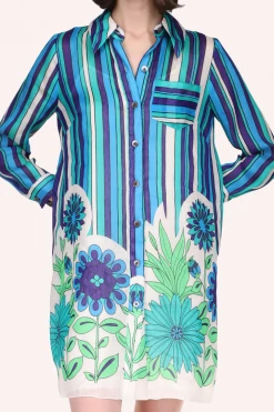 Anna Sui Dazzling Dahlia Stripe Button Down Dress